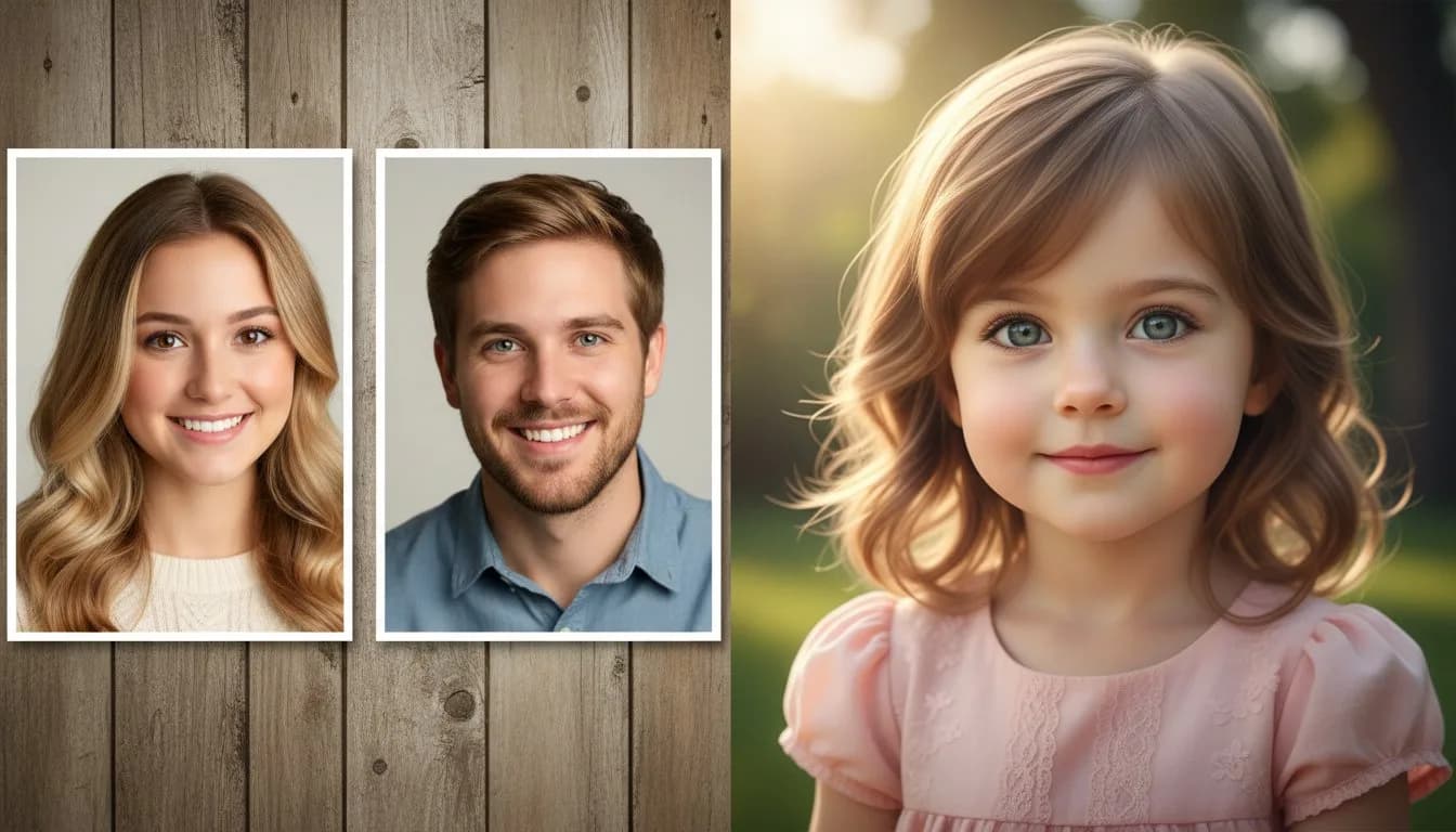 Будущий ребенок по фото — девочка 5 лет, AI объединил черты родителей