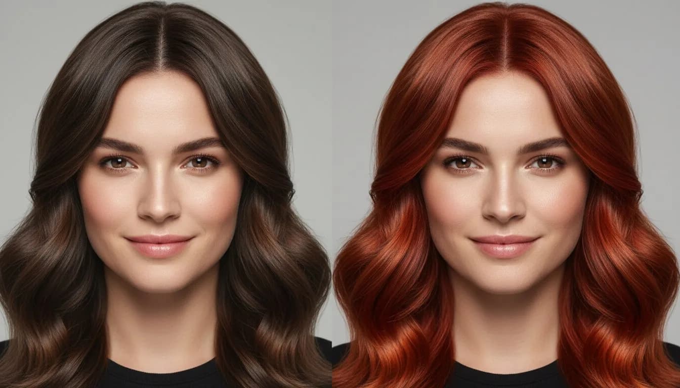 Сменить цвет волос на рыжий -- до и после, примерка цвета онлайн