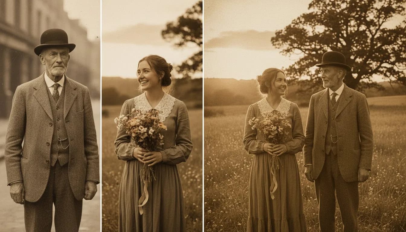 Старое и новое фото объединены -- два поколения на одном снимке