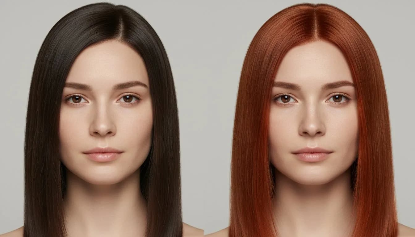Виртуальная примерка рыжего цвета волос — из тёмных в медно-рыжие