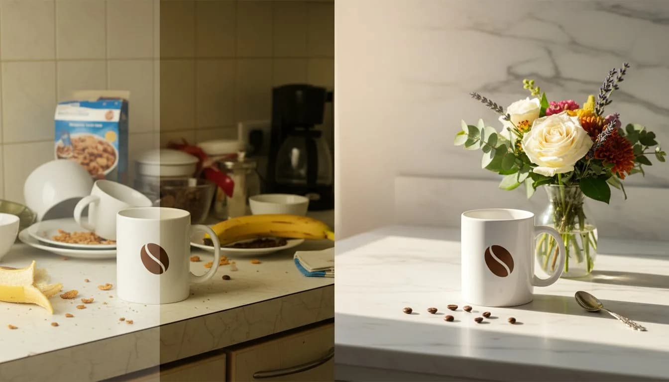 Поменять фон товарного фото на мрамор -- до и после для маркетплейса