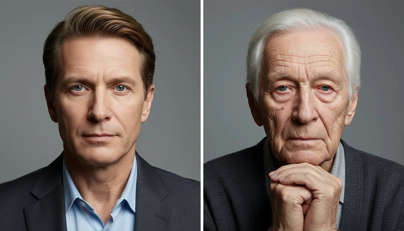 Как я буду выглядеть в старости — мужчина 40 лет и состаренная версия в 80