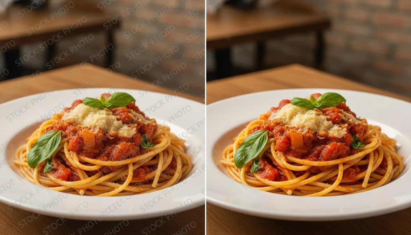 Убрать водяной знак с фото еды -- до и после