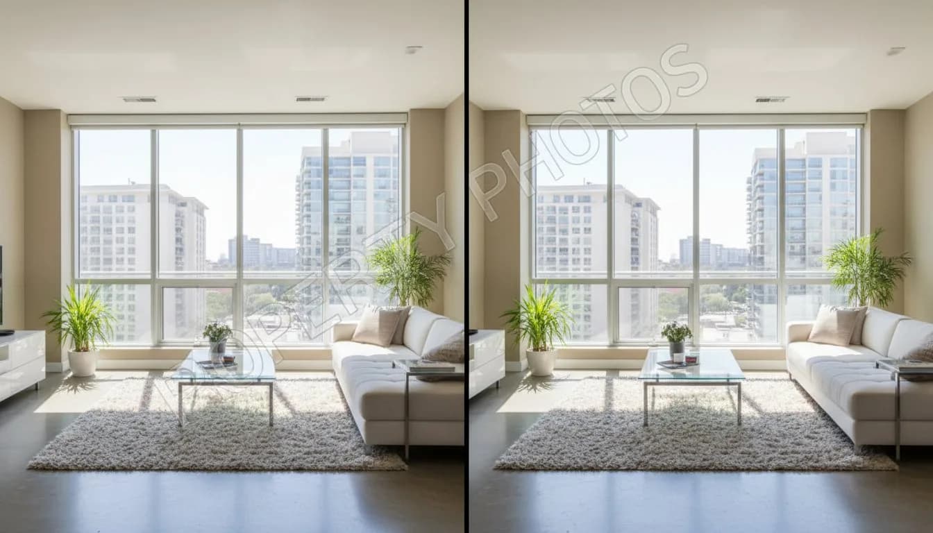 Удалить вотермарк с фото недвижимости -- до и после